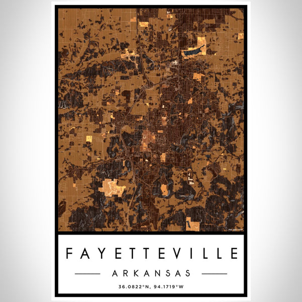 Fayetteville - Arkansas Map Print in Ember