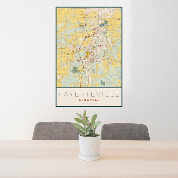 Fayetteville - Arkansas Map Print in Woodblock