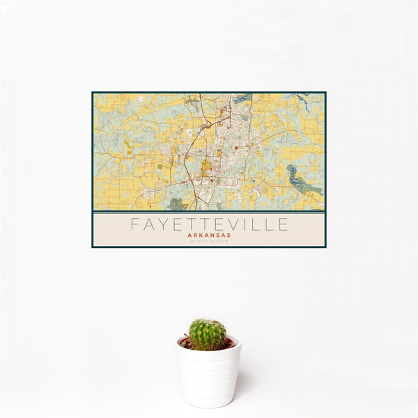 Fayetteville - Arkansas Map Print in Woodblock
