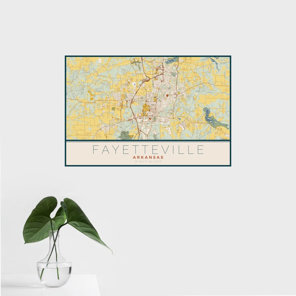 Fayetteville - Arkansas Map Print in Woodblock
