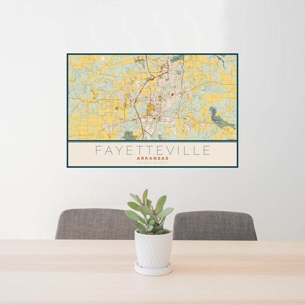 Fayetteville - Arkansas Map Print in Woodblock