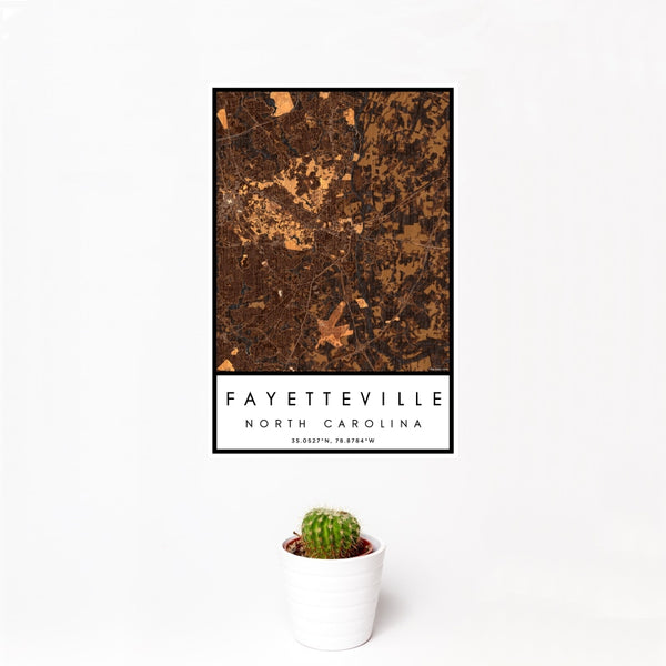 Fayetteville - North Carolina Map Print in Ember