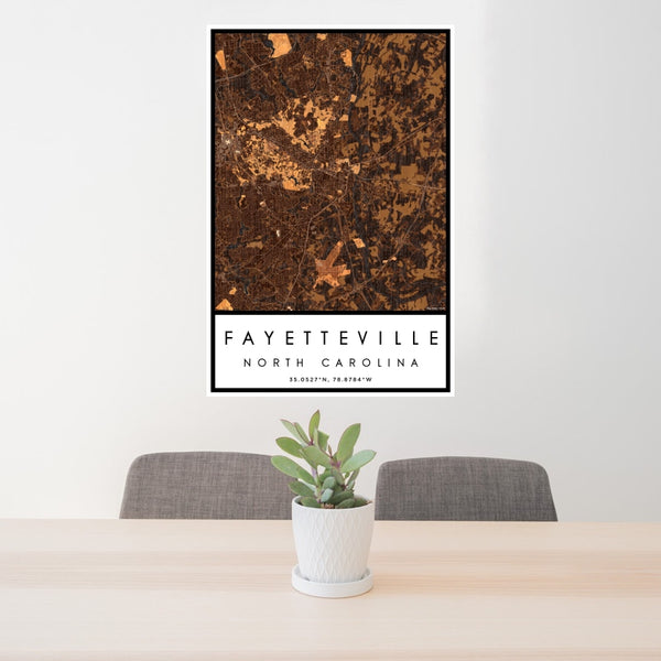 Fayetteville - North Carolina Map Print in Ember