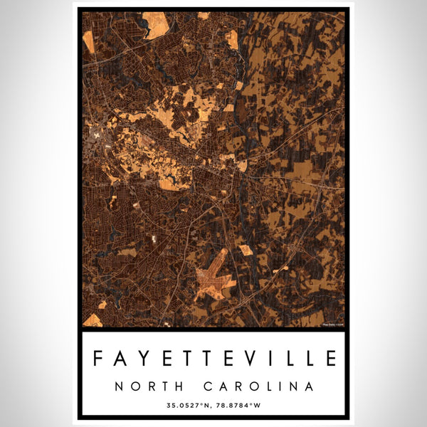 Fayetteville - North Carolina Map Print in Ember