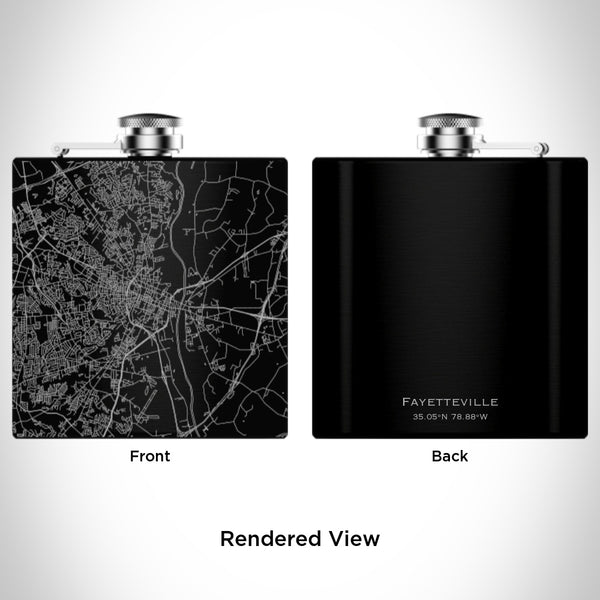 Fayetteville - North Carolina Map Hip Flask in Matte Black