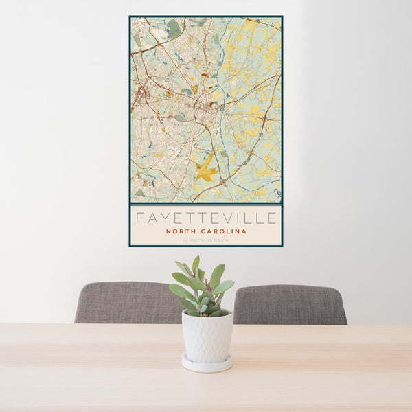 Fayetteville - North Carolina Map Print in Woodblock