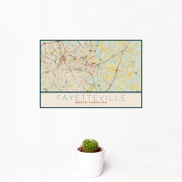Fayetteville - North Carolina Map Print in Woodblock