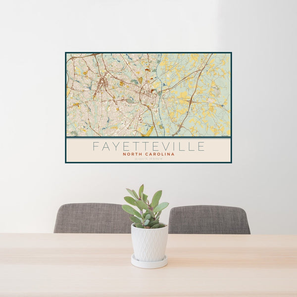 Fayetteville - North Carolina Map Print in Woodblock
