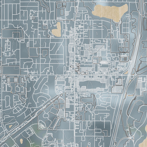 Federal Way Washington Map Print in Afternoon Style Zoomed In Close Up Showing Details