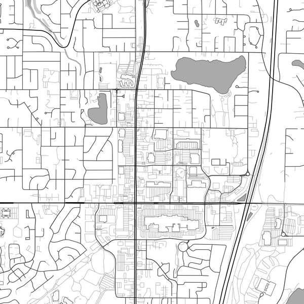 Federal Way Washington Map Print in Classic Style Zoomed In Close Up Showing Details