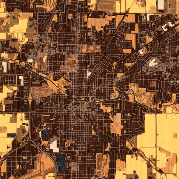 Findlay Ohio Map Print in Ember Style Zoomed In Close Up Showing Details