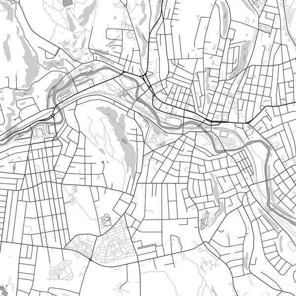 Fitchburg Massachusetts Map Print in Classic Style Zoomed In Close Up Showing Details