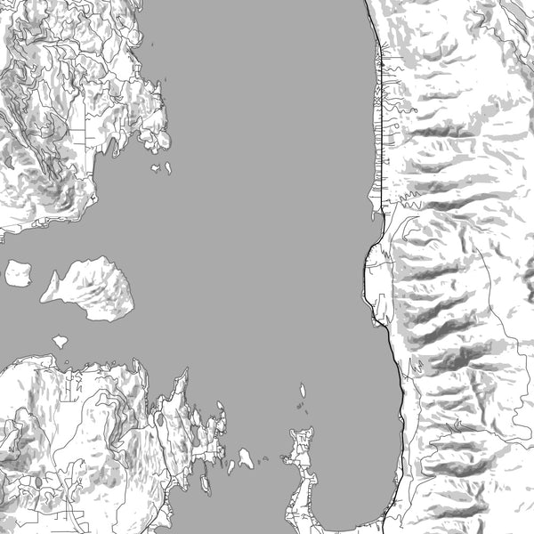 Flathead Lake Montana Map Print in Classic Style Zoomed In Close Up Showing Details
