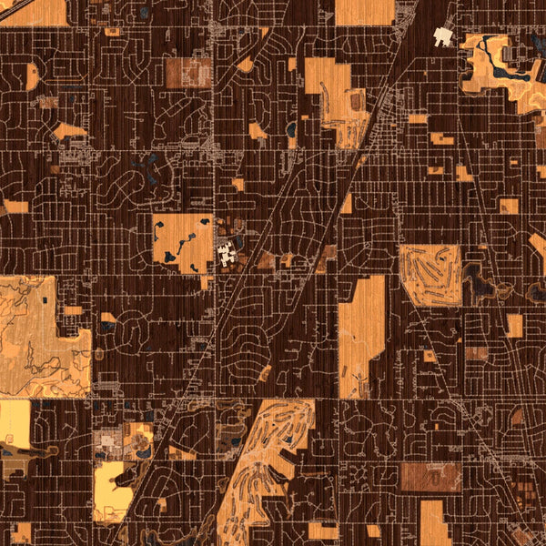 Flossmoor Illinois Map Print in Ember Style Zoomed In Close Up Showing Details