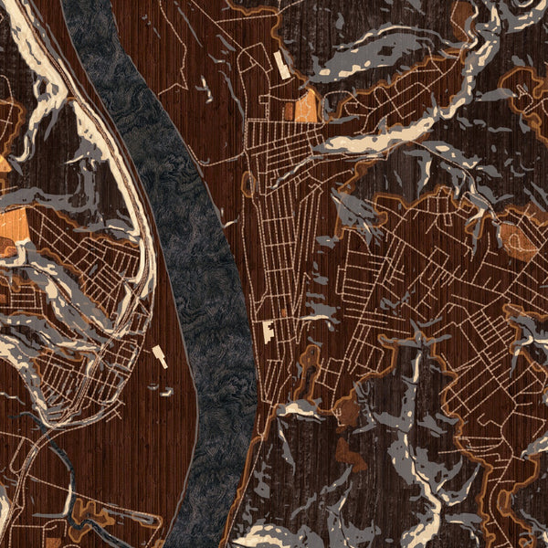 Follansbee West Virginia Map Print in Ember Style Zoomed In Close Up Showing Details