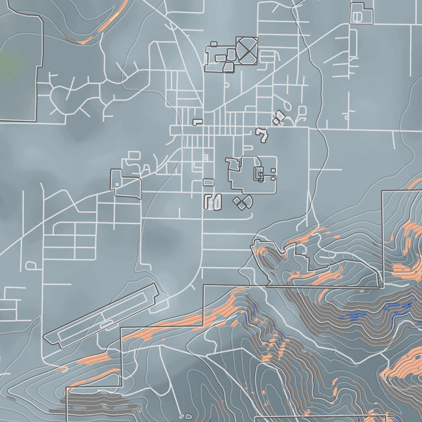 Forks Washington Map Print in Afternoon Style Zoomed In Close Up Showing Details