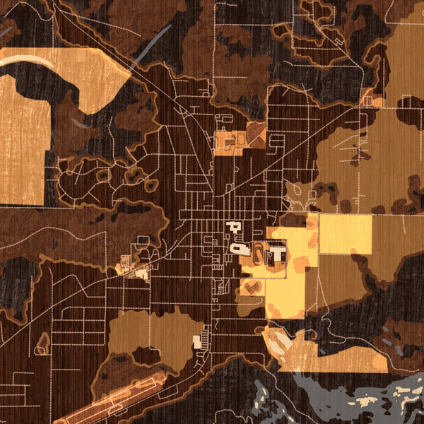 Forks Washington Map Print in Ember Style Zoomed In Close Up Showing Details