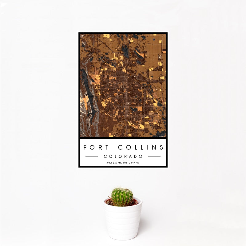 Fort Collins - Colorado Map Print in Ember
