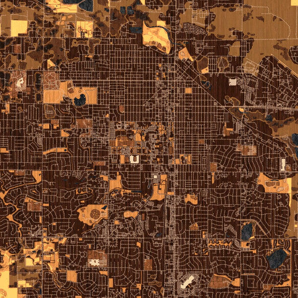 Fort Collins - Colorado Map Print in Ember