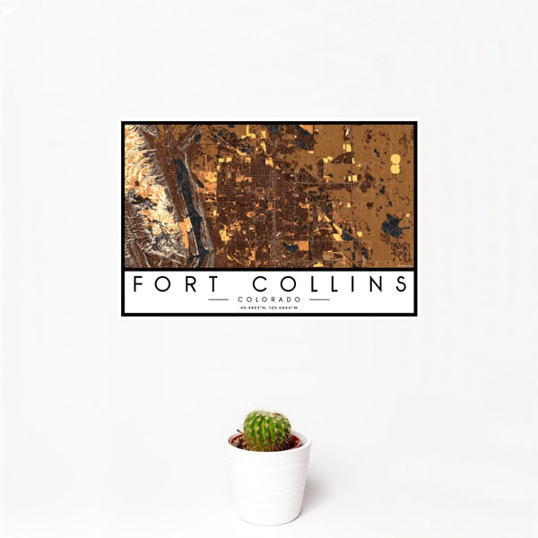 Fort Collins - Colorado Map Print in Ember