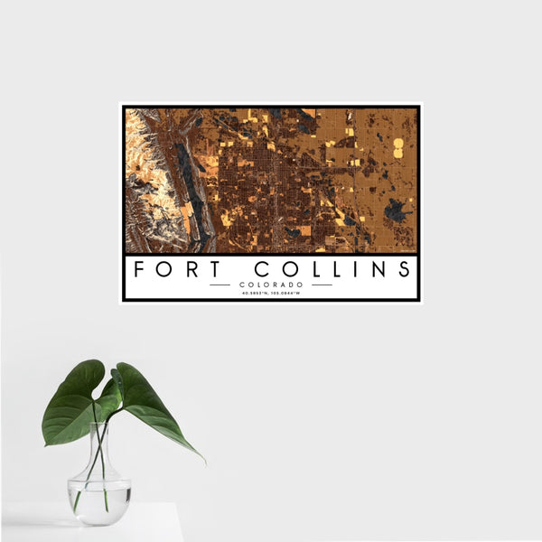 Fort Collins - Colorado Map Print in Ember