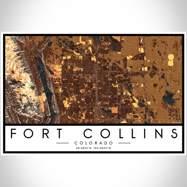 Fort Collins - Colorado Map Print in Ember
