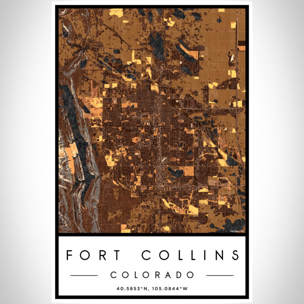 Fort Collins - Colorado Map Print in Ember