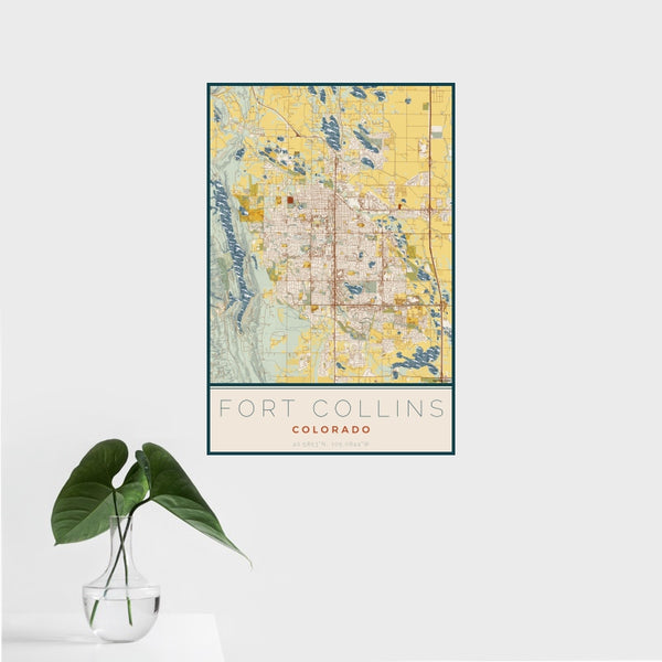 Fort Collins - Colorado Map Print in Woodblock