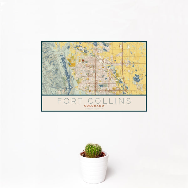Fort Collins - Colorado Map Print in Woodblock
