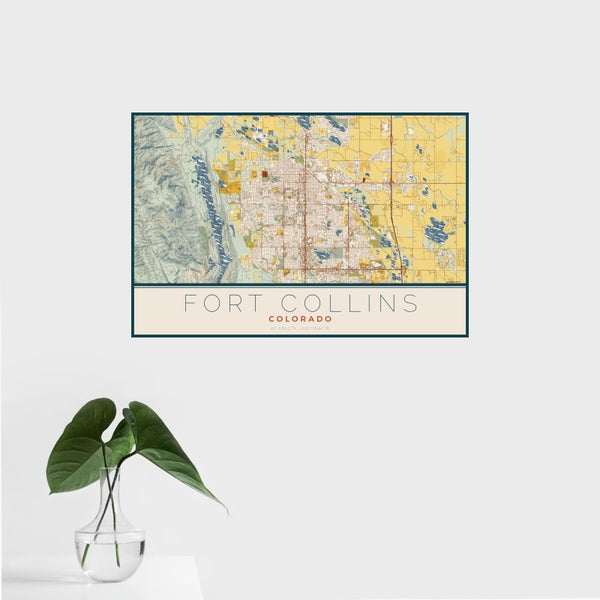 Fort Collins - Colorado Map Print in Woodblock