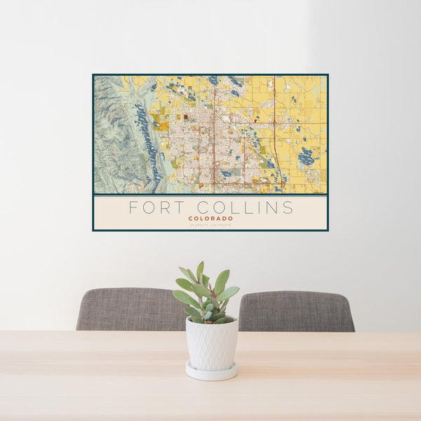 Fort Collins - Colorado Map Print in Woodblock