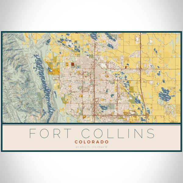 Fort Collins - Colorado Map Print in Woodblock