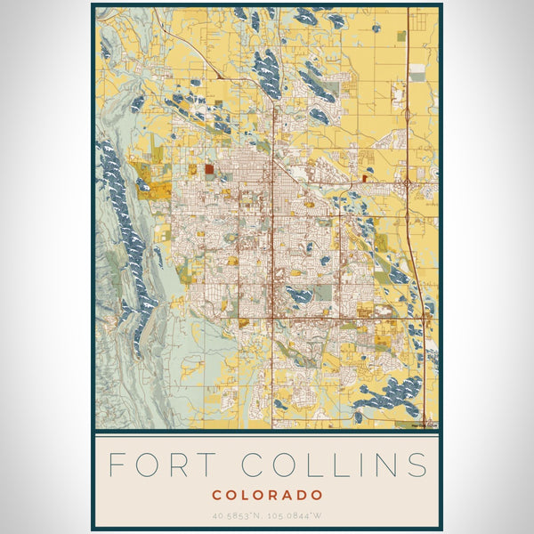 Fort Collins - Colorado Map Print in Woodblock