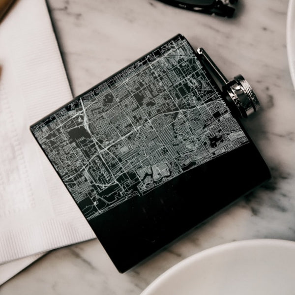 Fort Lauderdale - Florida Map Hip Flask in Matte Black