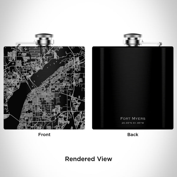 Fort Myers - Florida Map Hip Flask in Matte Black