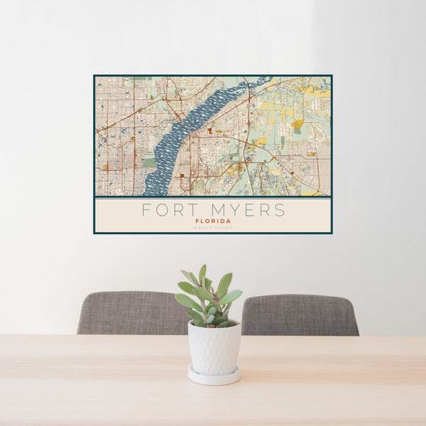 Fort Myers - Florida Map Print in Woodblock