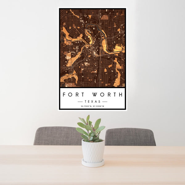 Fort Worth - Texas Map Print in Ember