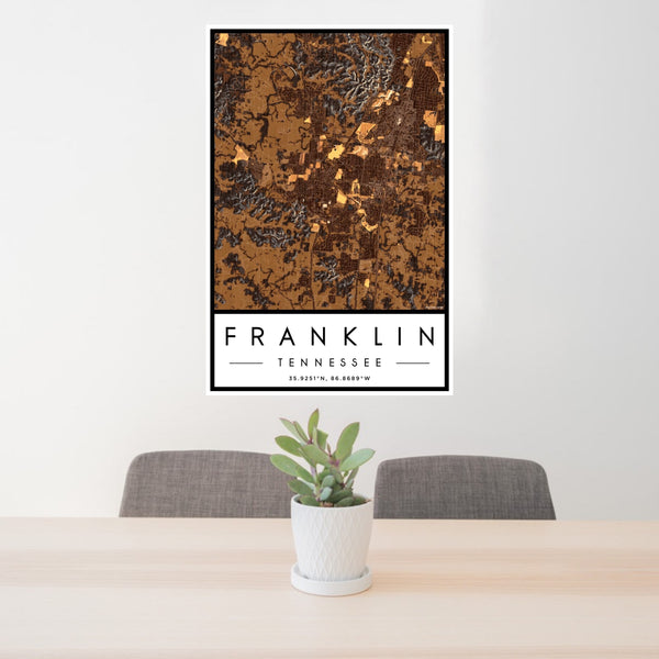 Franklin - Tennessee Map Print in Ember