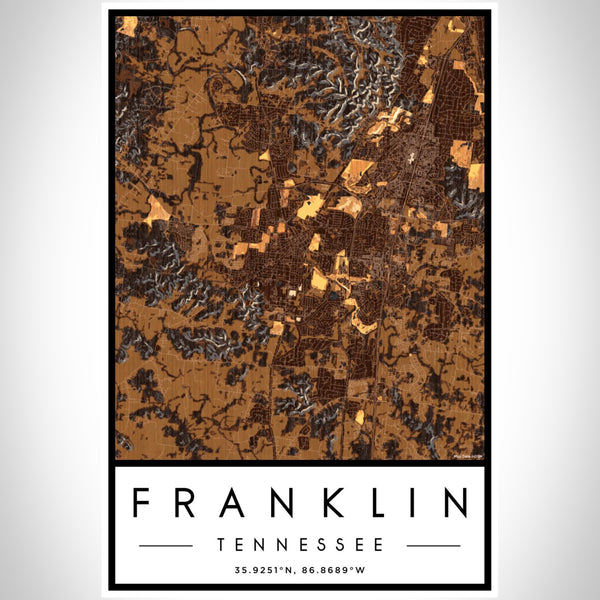 Franklin - Tennessee Map Print in Ember