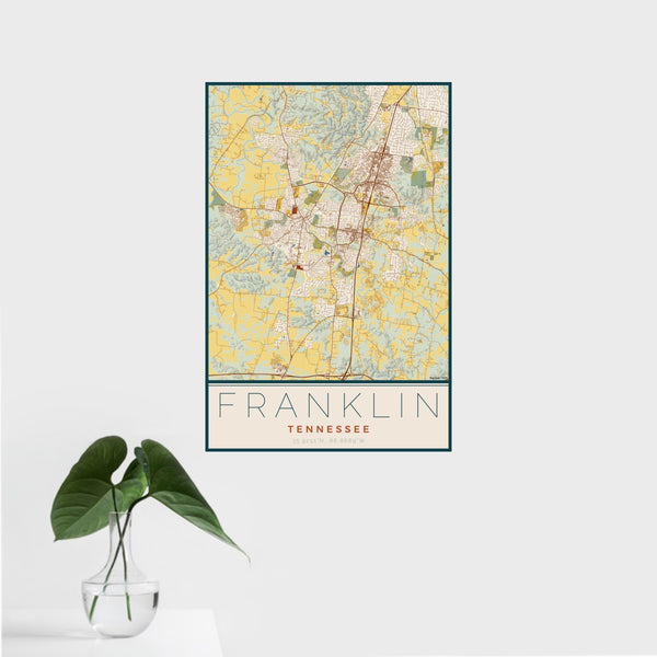 Franklin - Tennessee Map Print in Woodblock