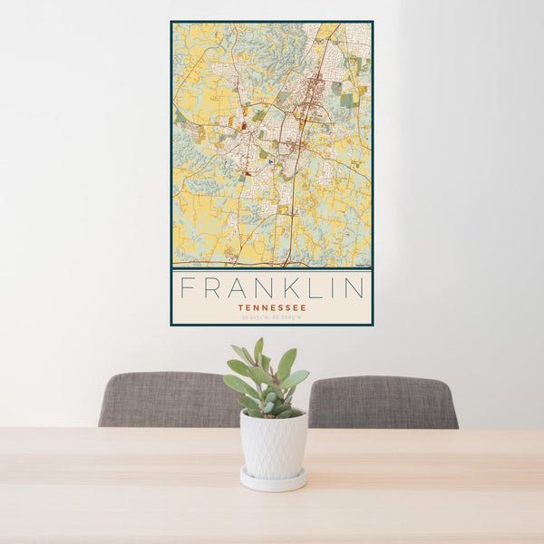 Franklin - Tennessee Map Print in Woodblock