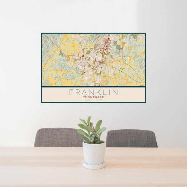 Franklin - Tennessee Map Print in Woodblock