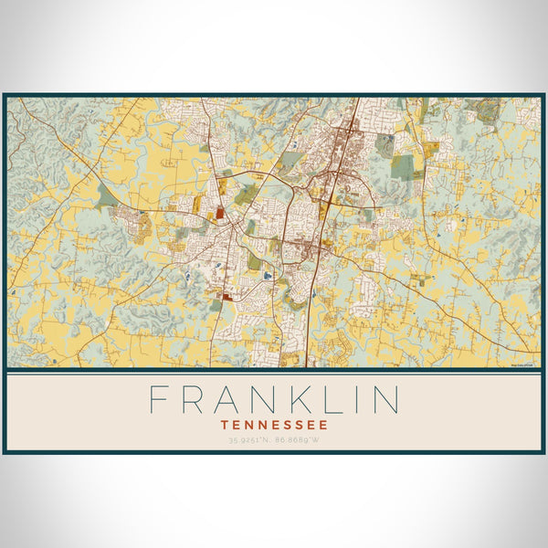 Franklin - Tennessee Map Print in Woodblock