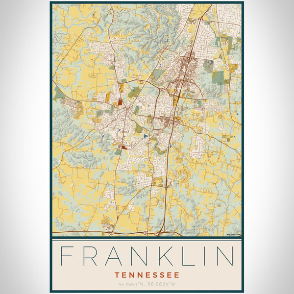 Franklin - Tennessee Map Print in Woodblock