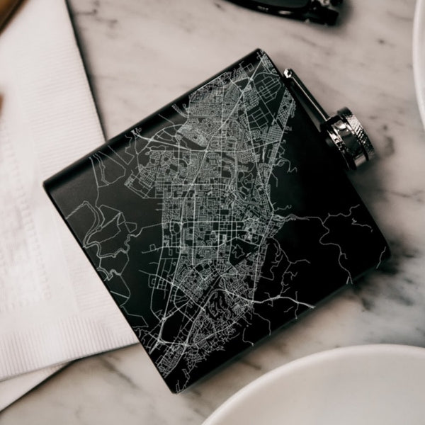 Fremont - California Map Hip Flask in Matte Black