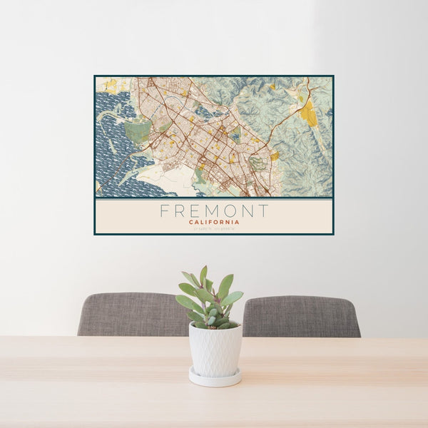 Fremont - California Map Print in Woodblock