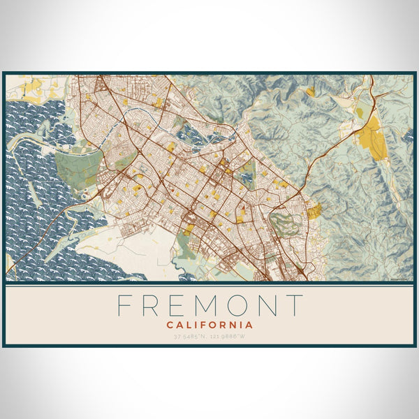Fremont - California Map Print in Woodblock