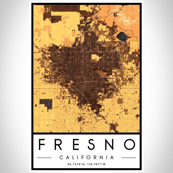 Fresno - California Map Print in Ember