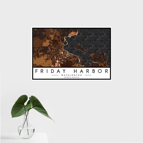 Friday Harbor - Washington Map Print in Ember