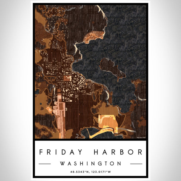 Friday Harbor - Washington Map Print in Ember